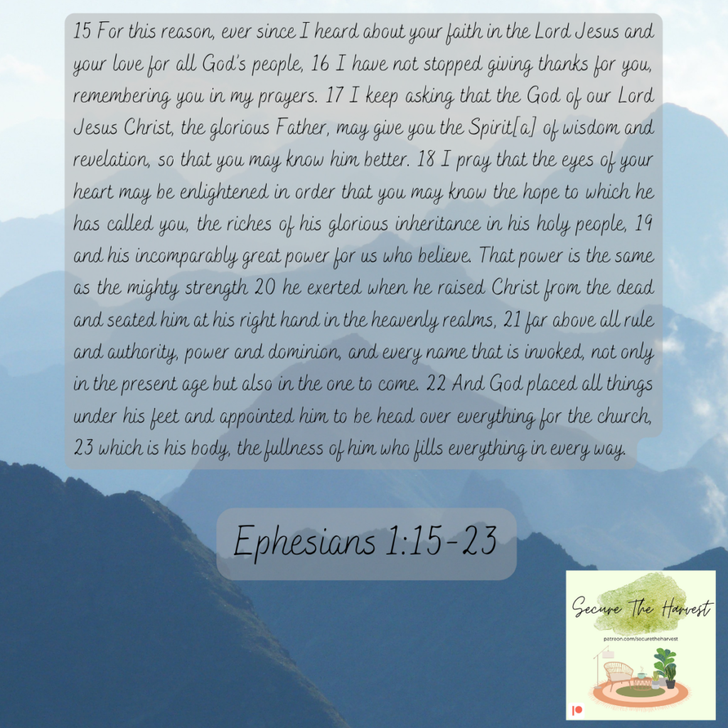 Bible verse of Ephesians 1:15-23